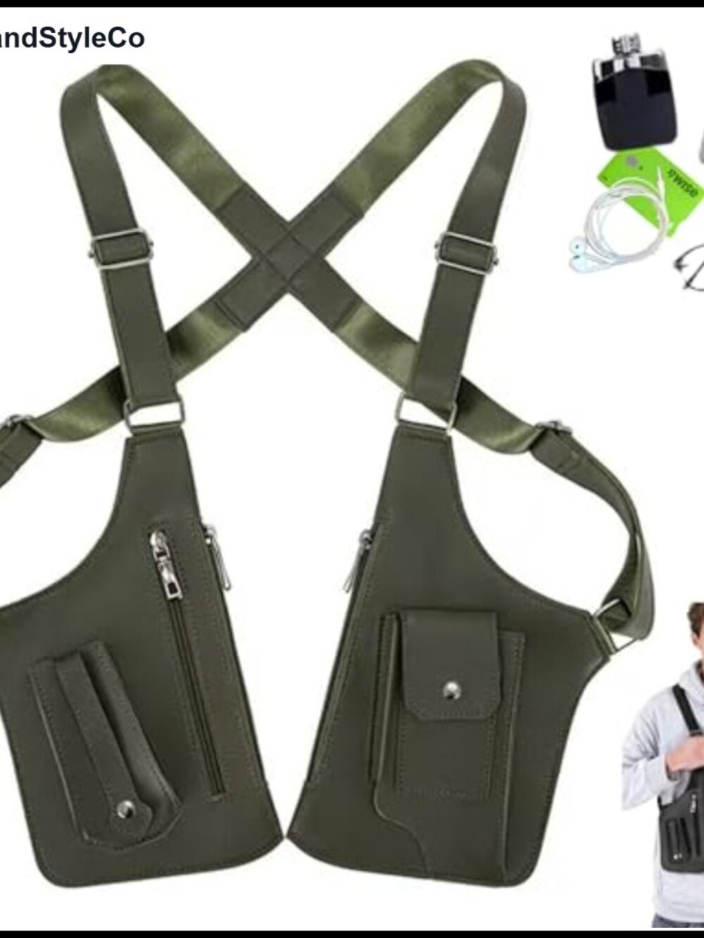Tactical Double Shoulder Armpit Bag, Anti-Pickpocket Hidden Strap Wallet,